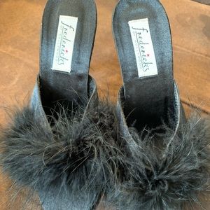 Fredericks black fur heels